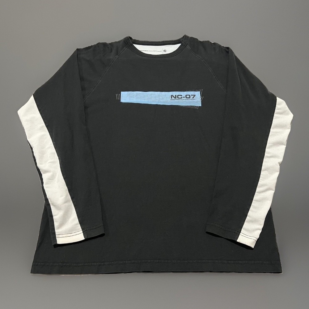 Y2K Nautica Competition Mens Black Graphic NC-07 Long Sleeve Gorpcore T-Shirt L